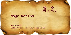 Mayr Karina névjegykártya